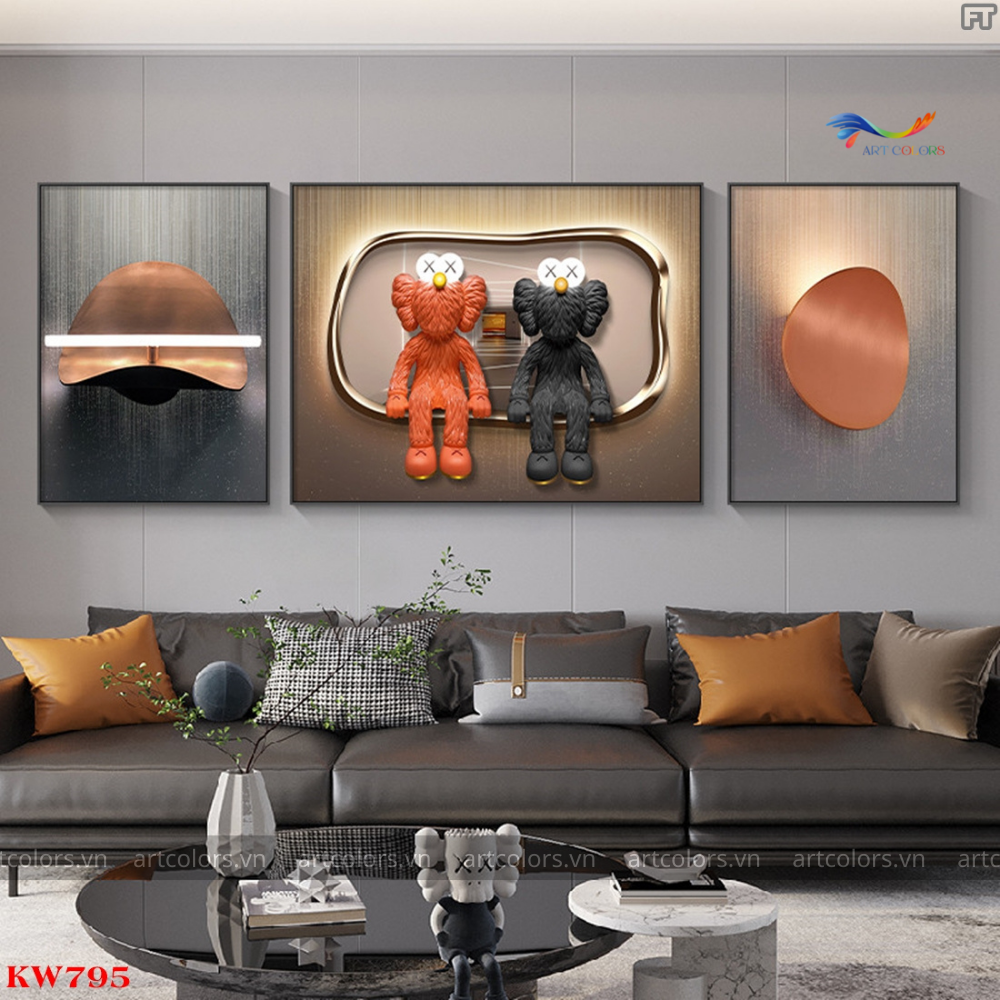 Tranh Tráng Gương Gấu KAWS – KW036