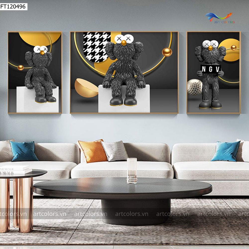 Tranh Tráng Gương Gấu KAWS – KW032