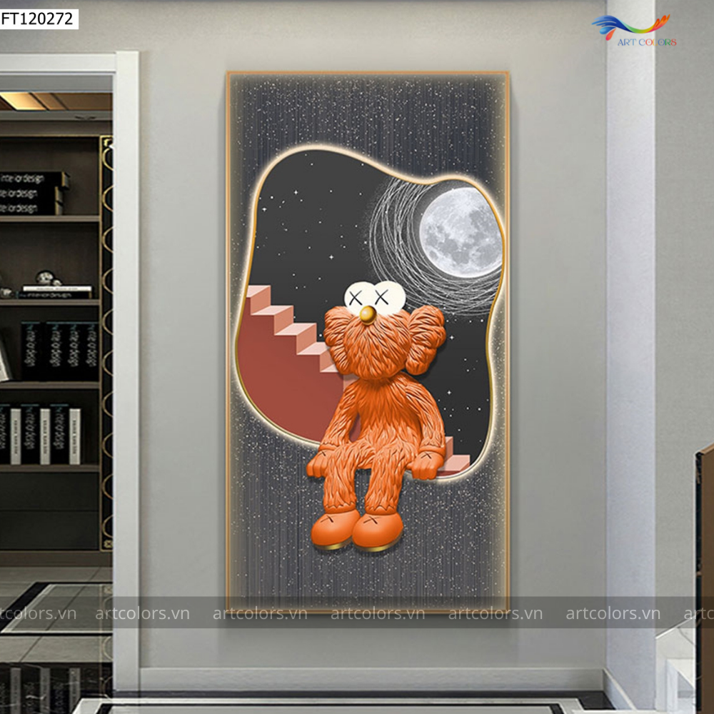 Tranh Tráng Gương Gấu KAWS – KW019