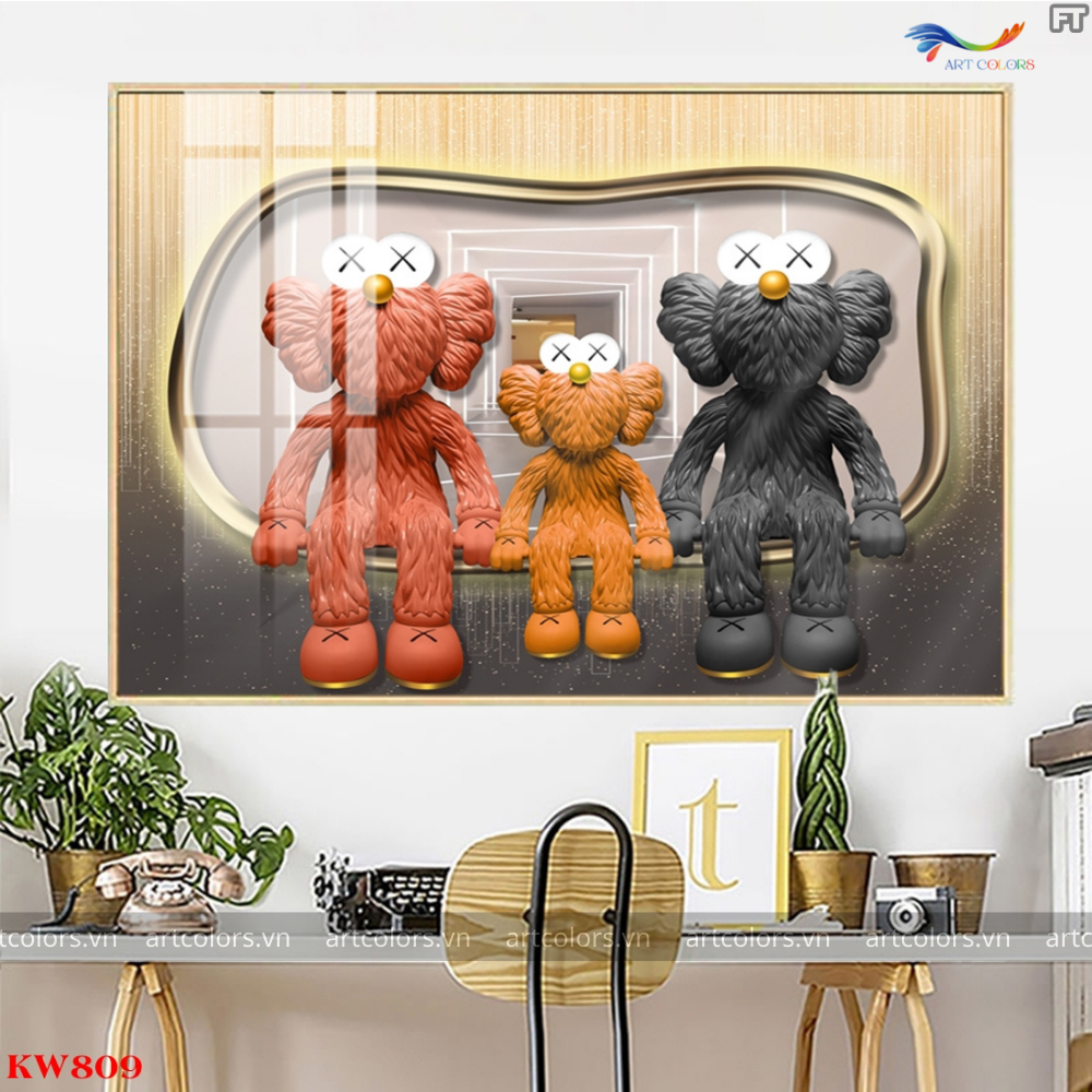 Tranh Tráng Gương Gấu KAWS – KW016