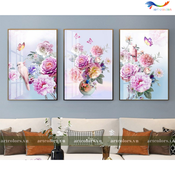 Tranh Tráng Gương Chủ Đề Hoa - H012