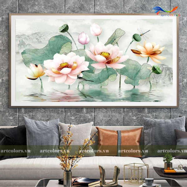 Tranh Tráng Gương Hoa Sen - HS006