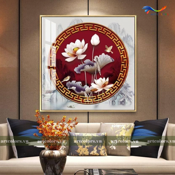 Tranh Tráng Gương Hoa Sen - HS012