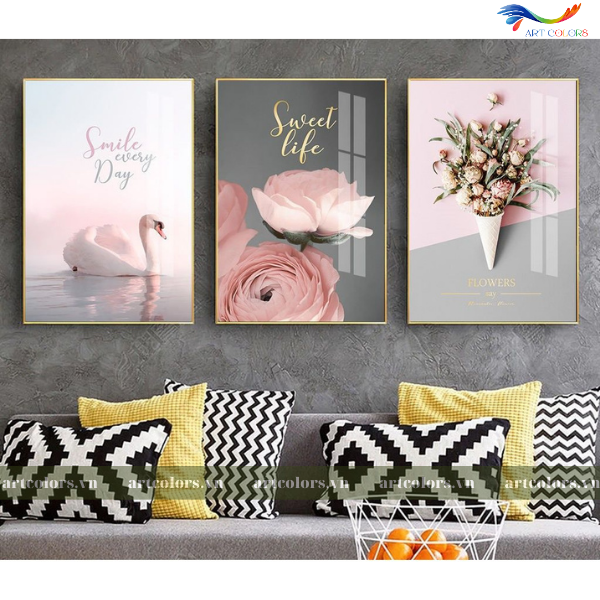 Tranh Tráng Gương Chủ Đề Hoa - H031