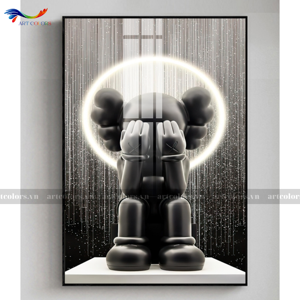Tranh Tráng Gương Gấu Kaws - KW39