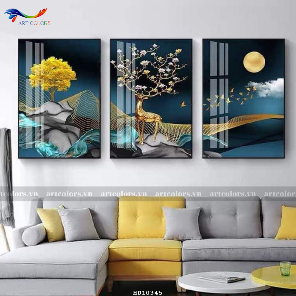 Tranh Tráng Gương Hươu Tài Lộc - TL74