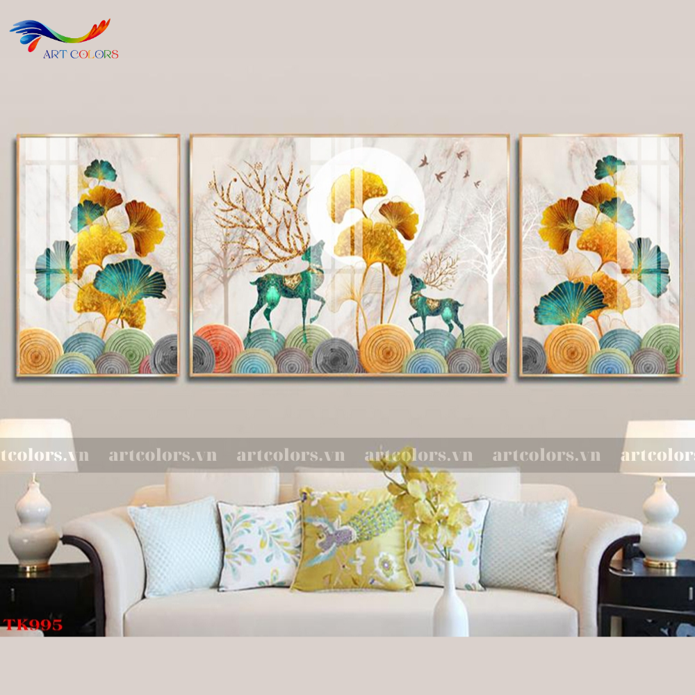 Tranh Tráng Gương Hươu Tài Lộc - TL65