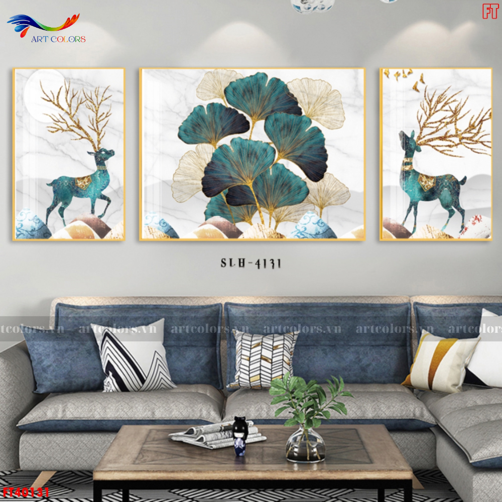 Tranh Tráng Gương Hươu Tài Lộc - TL64