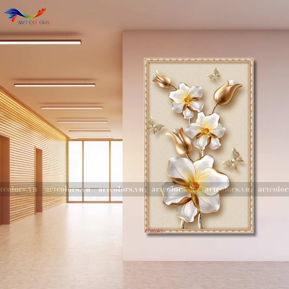 Tranh Tráng Gương Chủ Đề Hoa - H53