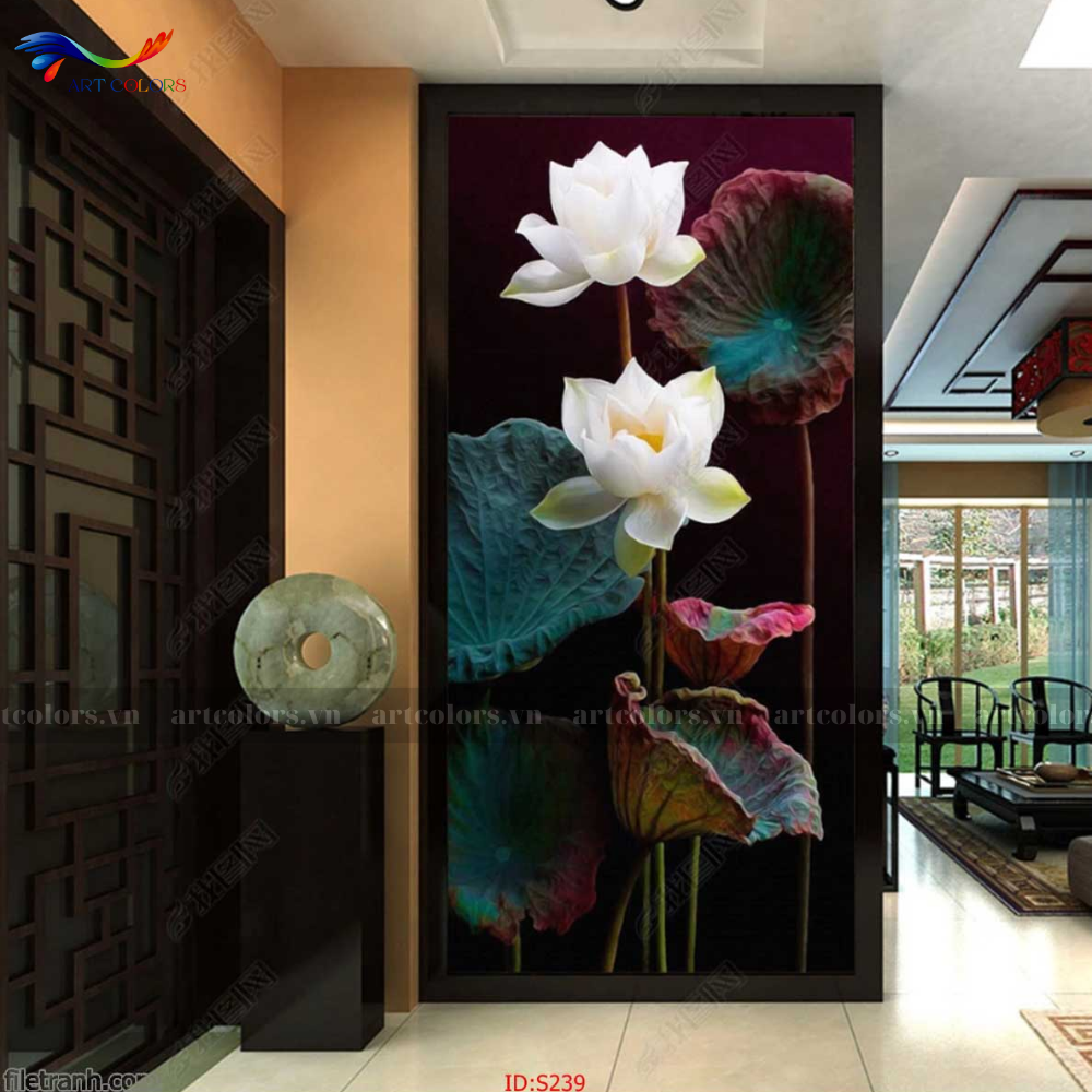 Tranh Tráng Gương Hoa Sen - HS17