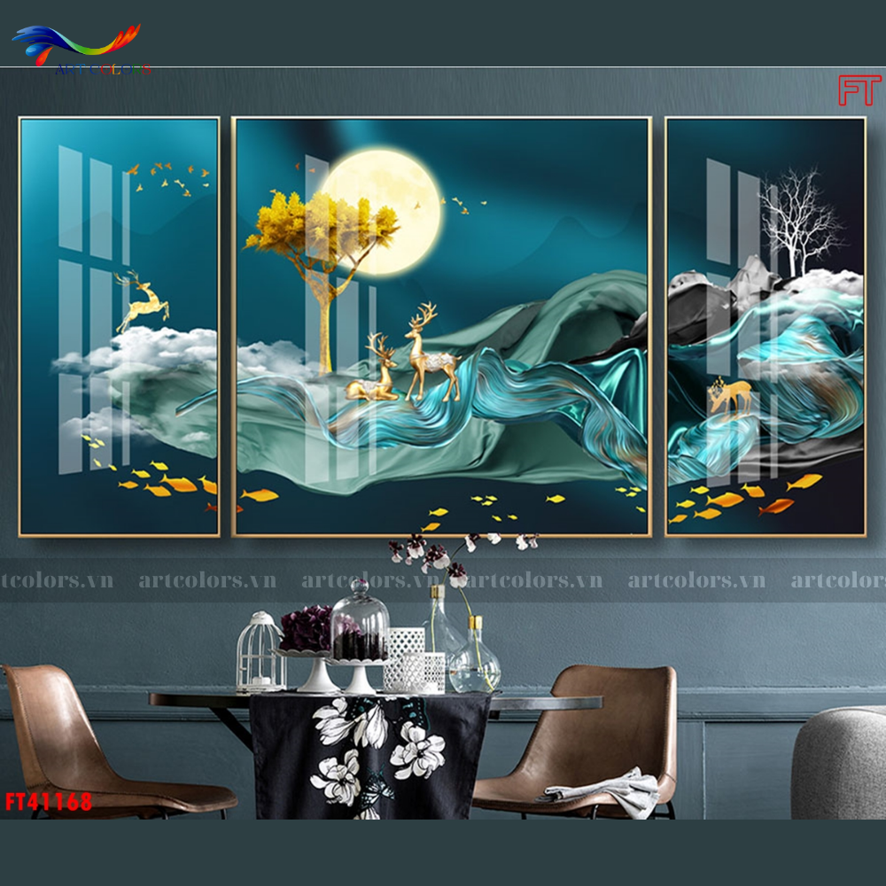 Tranh Tráng Gương Hươu Tài Lộc - TL54
