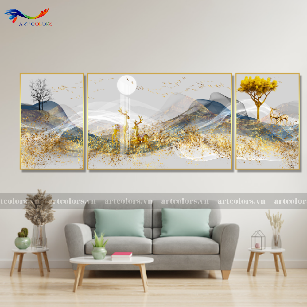 Tranh Tráng Gương Hươu Tài Lộc - TL60