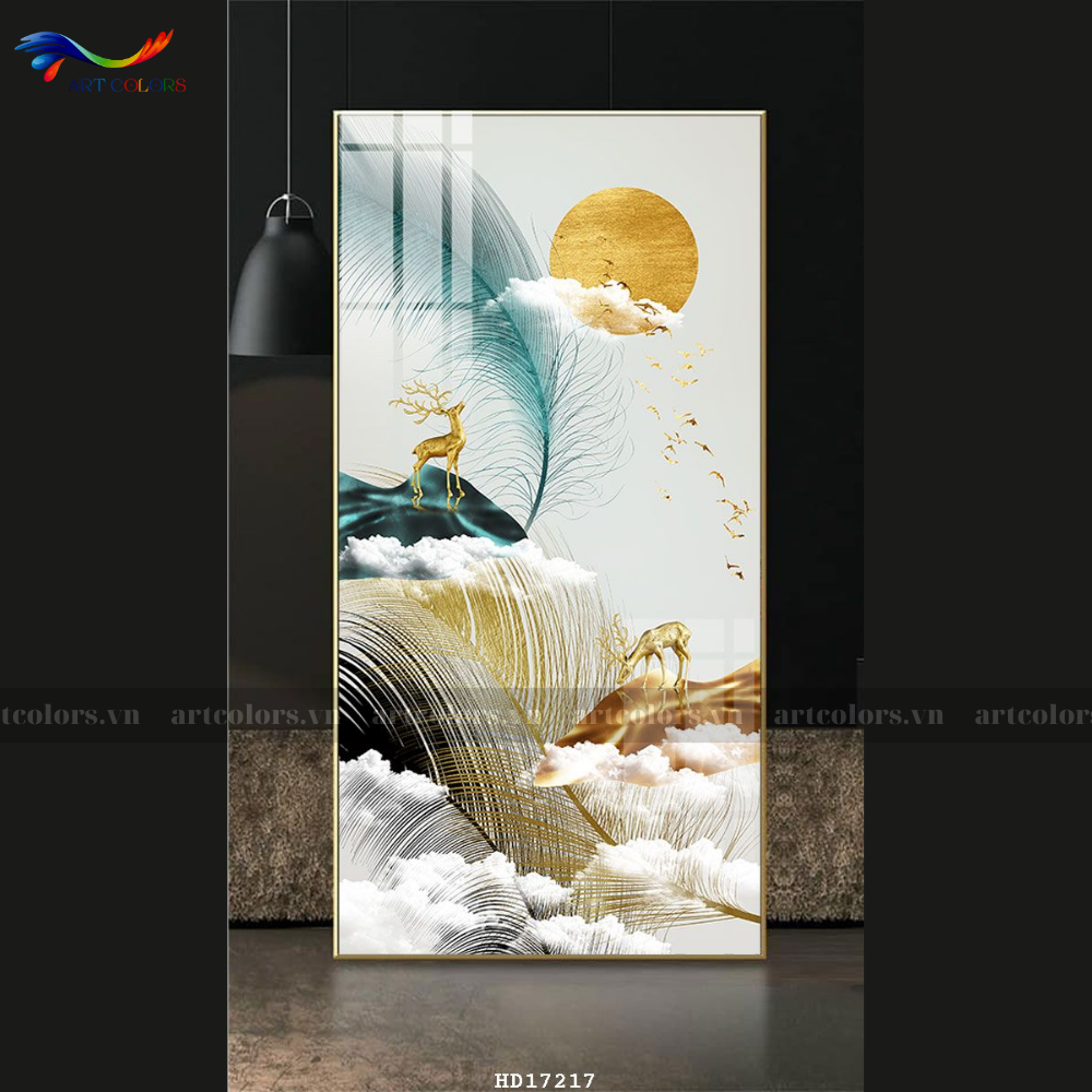 Tranh Tráng Gương Hươu Tài Lộc - TL81