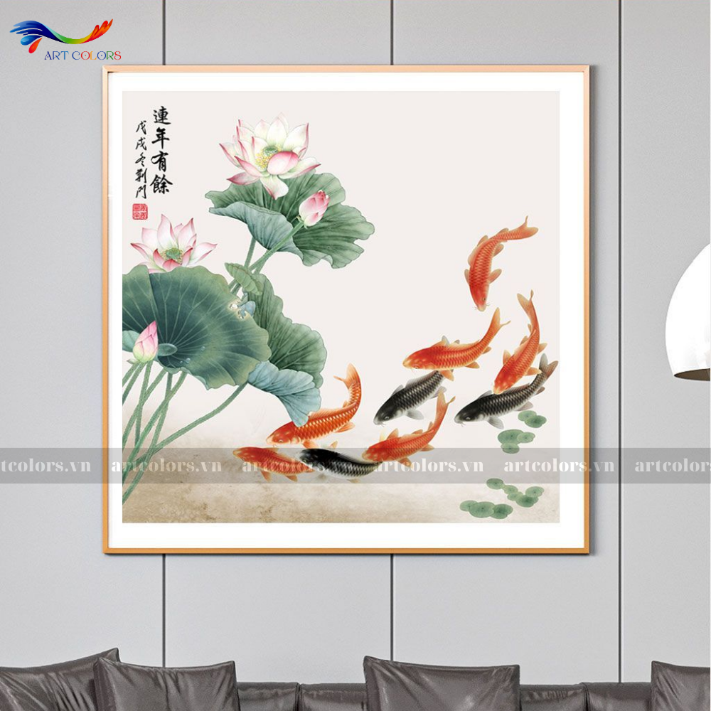 Tranh Tráng Gương Cửu Ngư Quần Hội - CN32