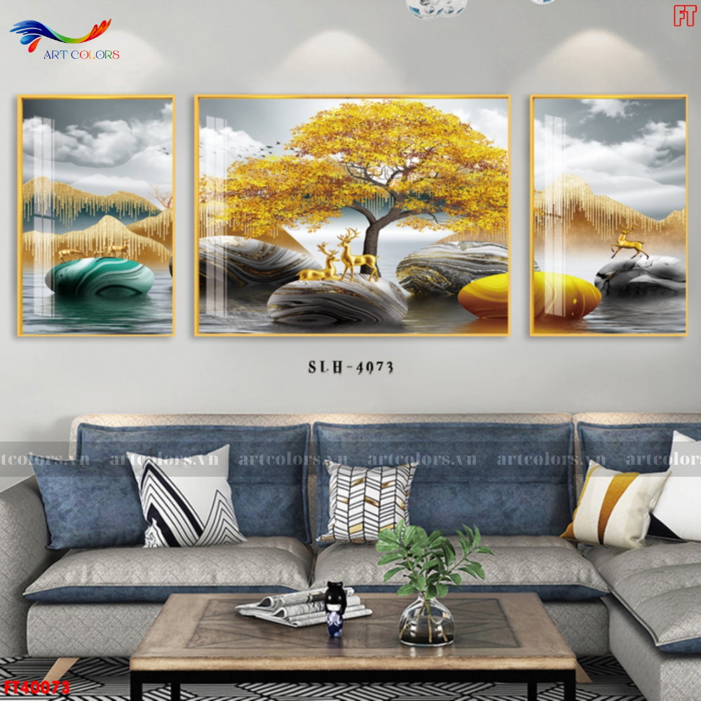 Tranh Tráng Gương Hươu Tài Lộc - TL67