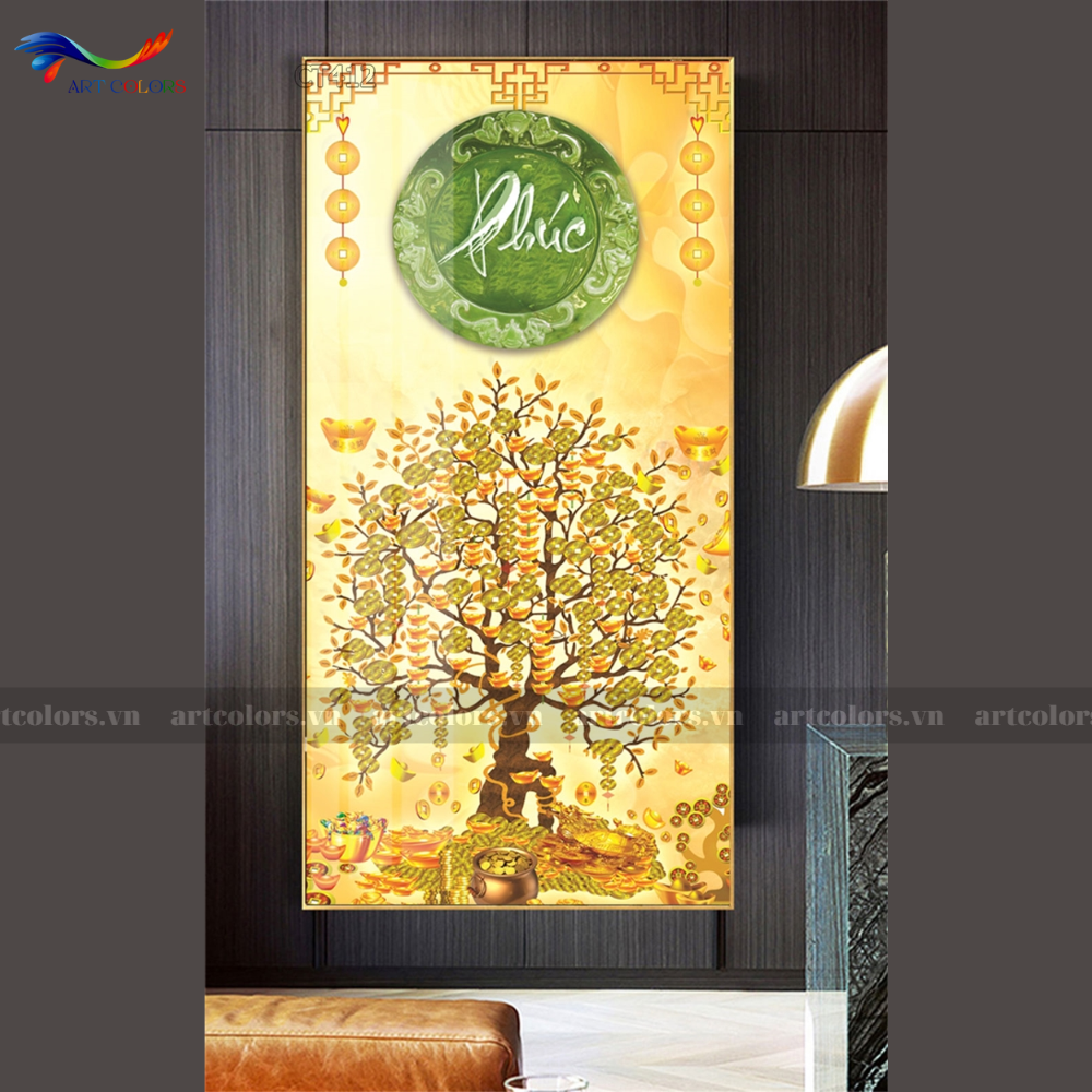 Tranh Tráng Gương Cây Kim Tiền - KT23