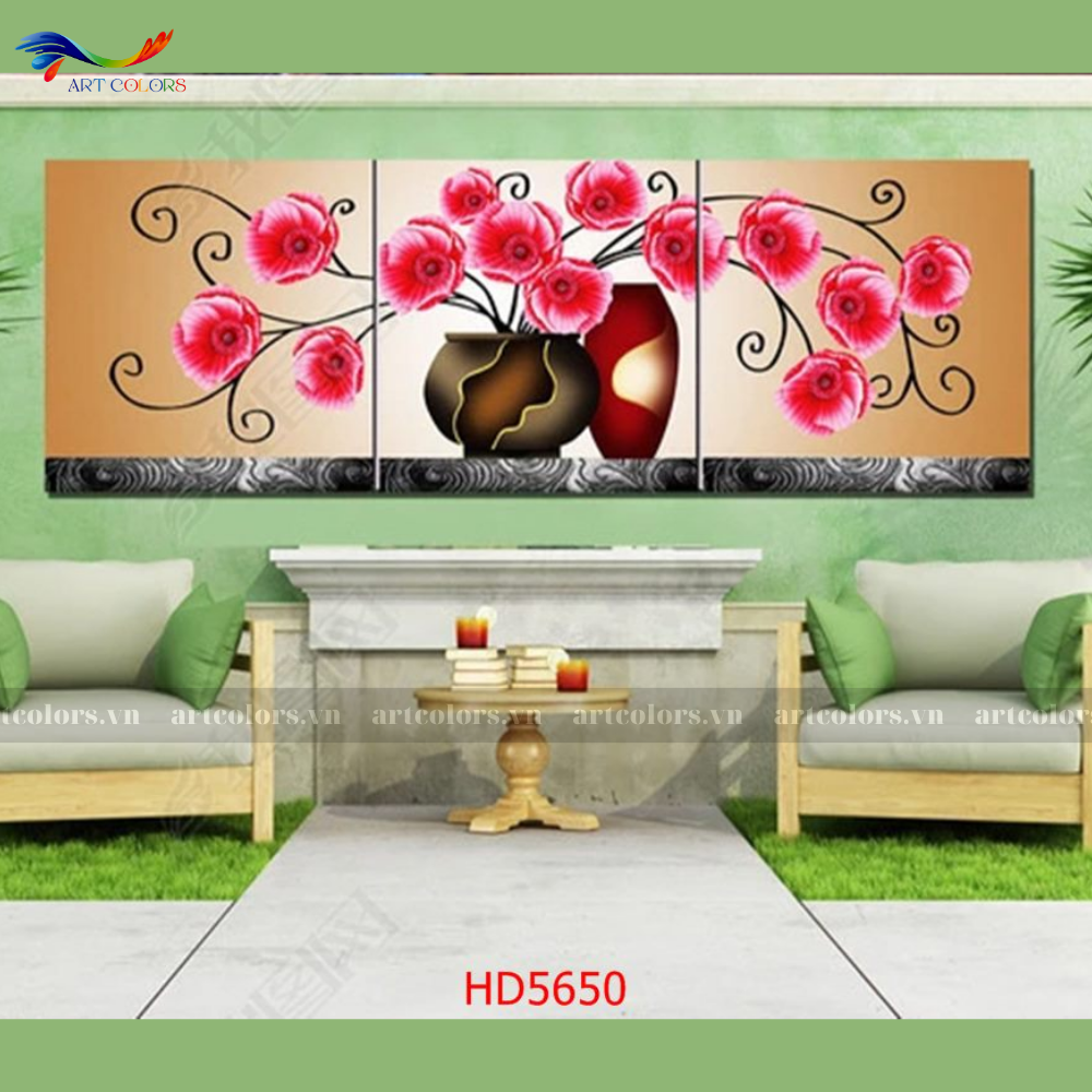 Tranh Tráng Gương Chủ Đề Hoa - H65