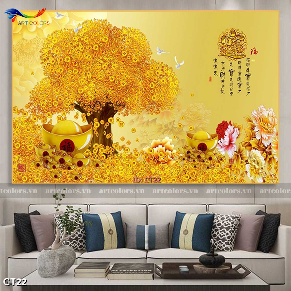 Tranh Tráng Gương Cây Kim Tiền - KT6