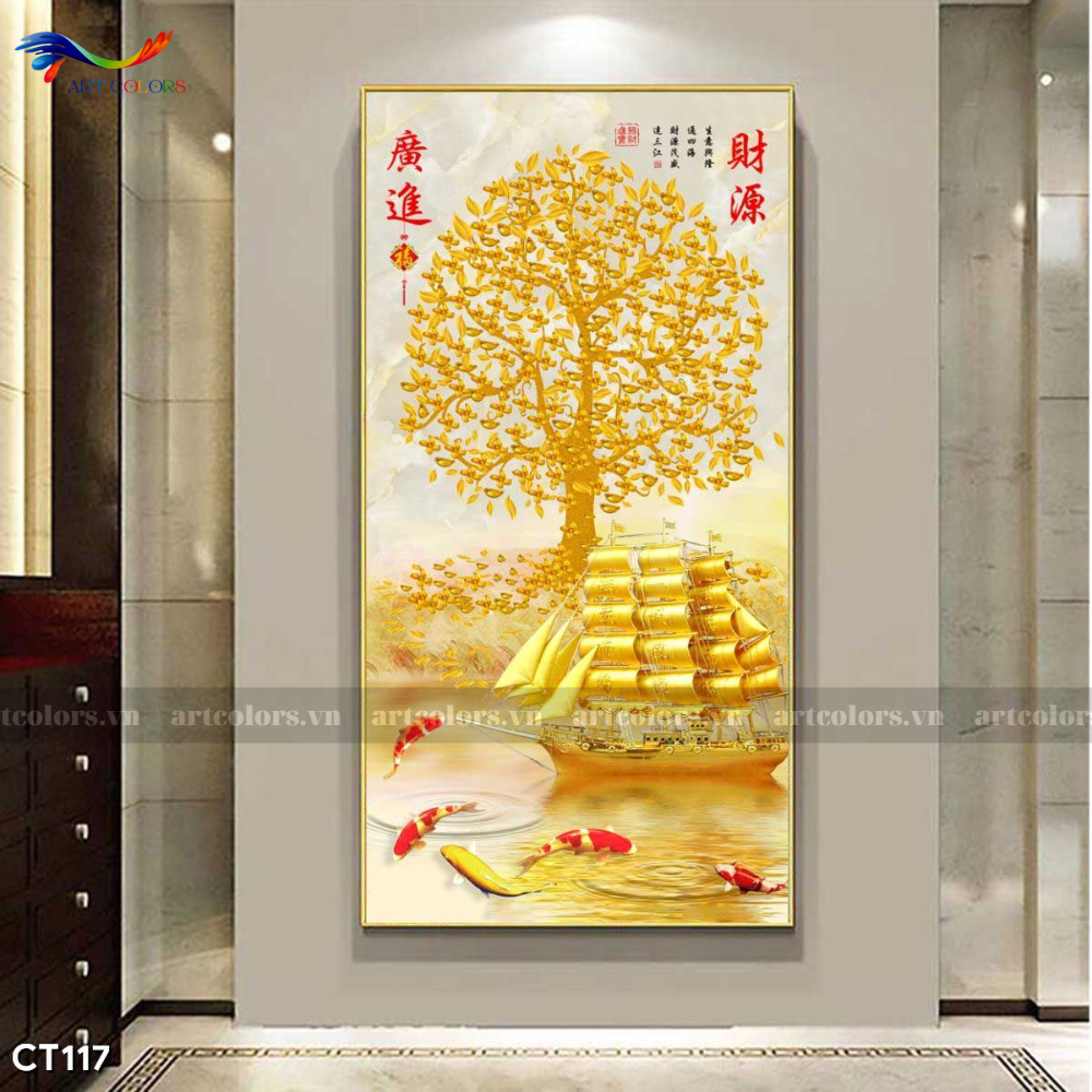 Tranh Tráng Gương Cây Kim Tiền - KT21