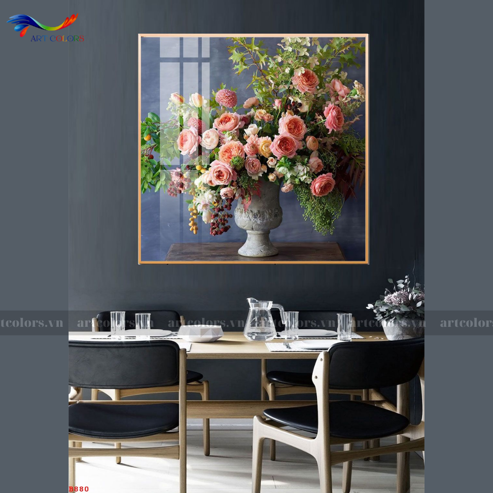 Tranh Tráng Gương Chủ Đề Hoa - H62
