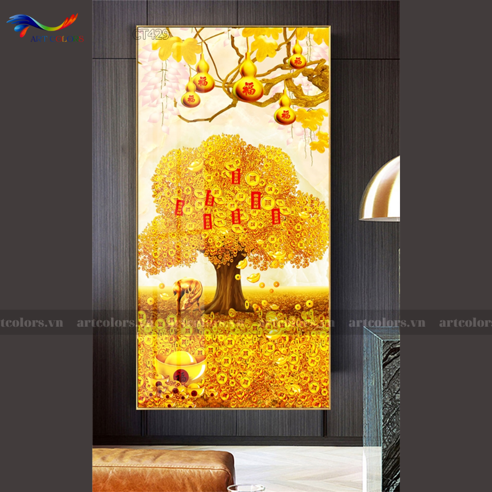 Tranh Tráng Gương Cây Kim Tiền - KT28