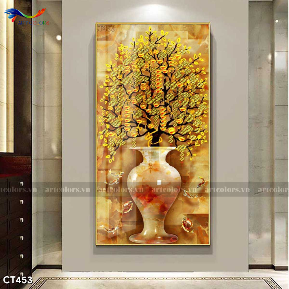 Tranh Tráng Gương Cây Kim Tiền - KT17