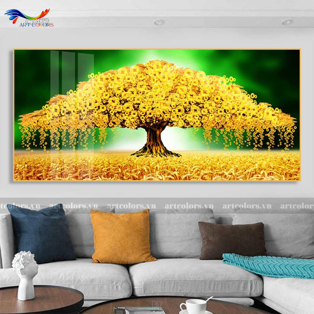 Tranh Tráng Gương Cây Kim Tiền - KT16