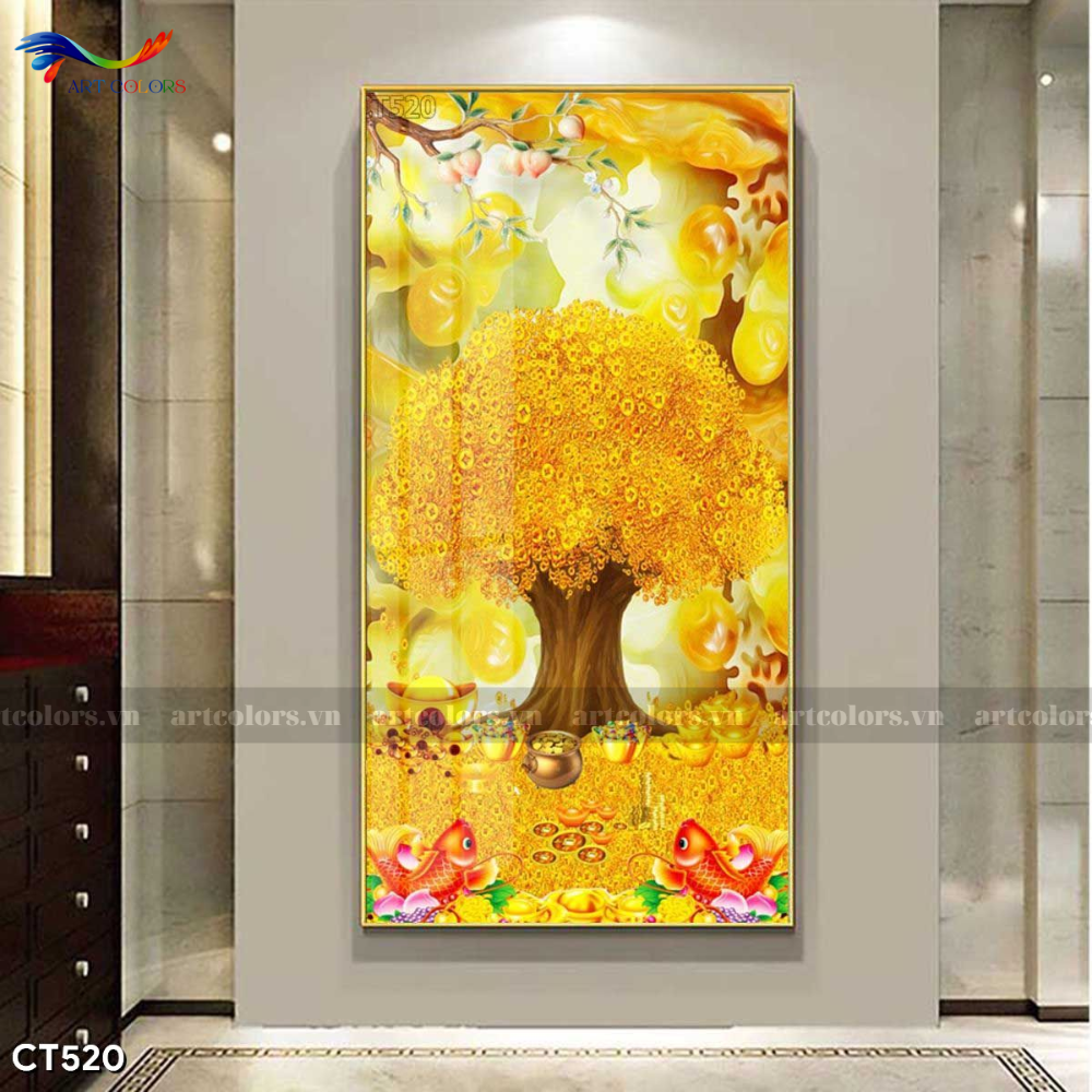 Tranh Tráng Gương Cây Kim Tiền - KT13