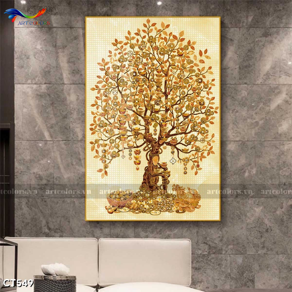 Tranh Tráng Gương Cây Kim Tiền - KT1