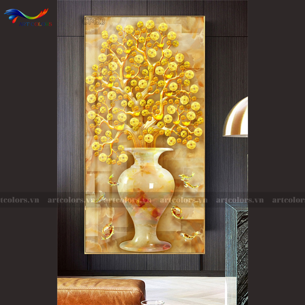 Tranh Tráng Gương Cây Kim Tiền - KT27