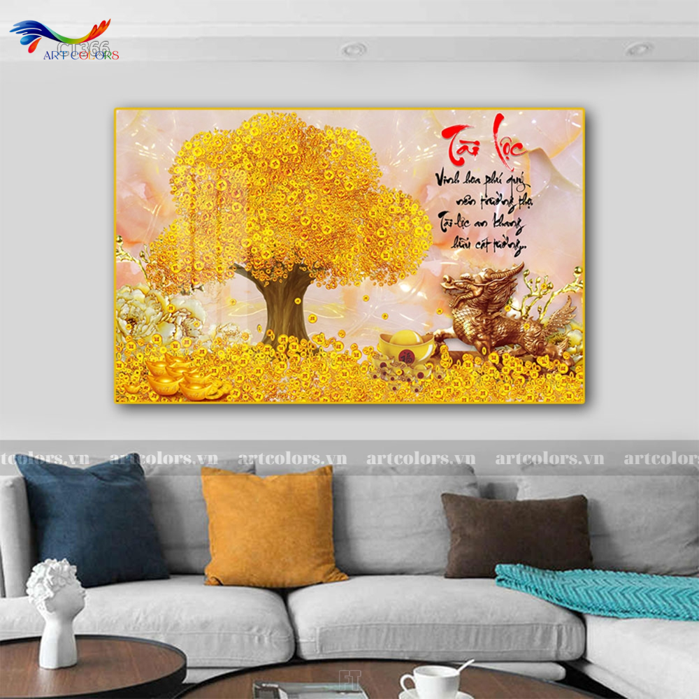 Tranh Tráng Gương Cây Kim Tiền - KT11