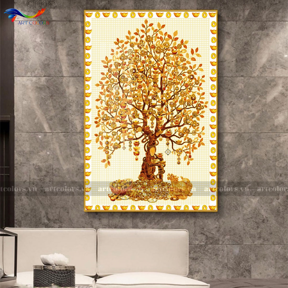 Tranh Tráng Gương Cây Kim Tiền - KT10