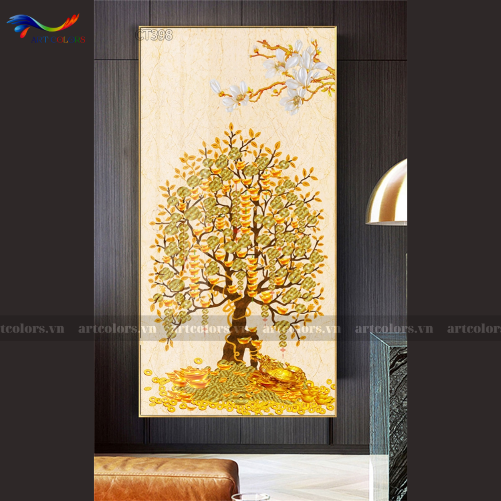 Tranh Tráng Gương Cây Kim Tiền - KT25
