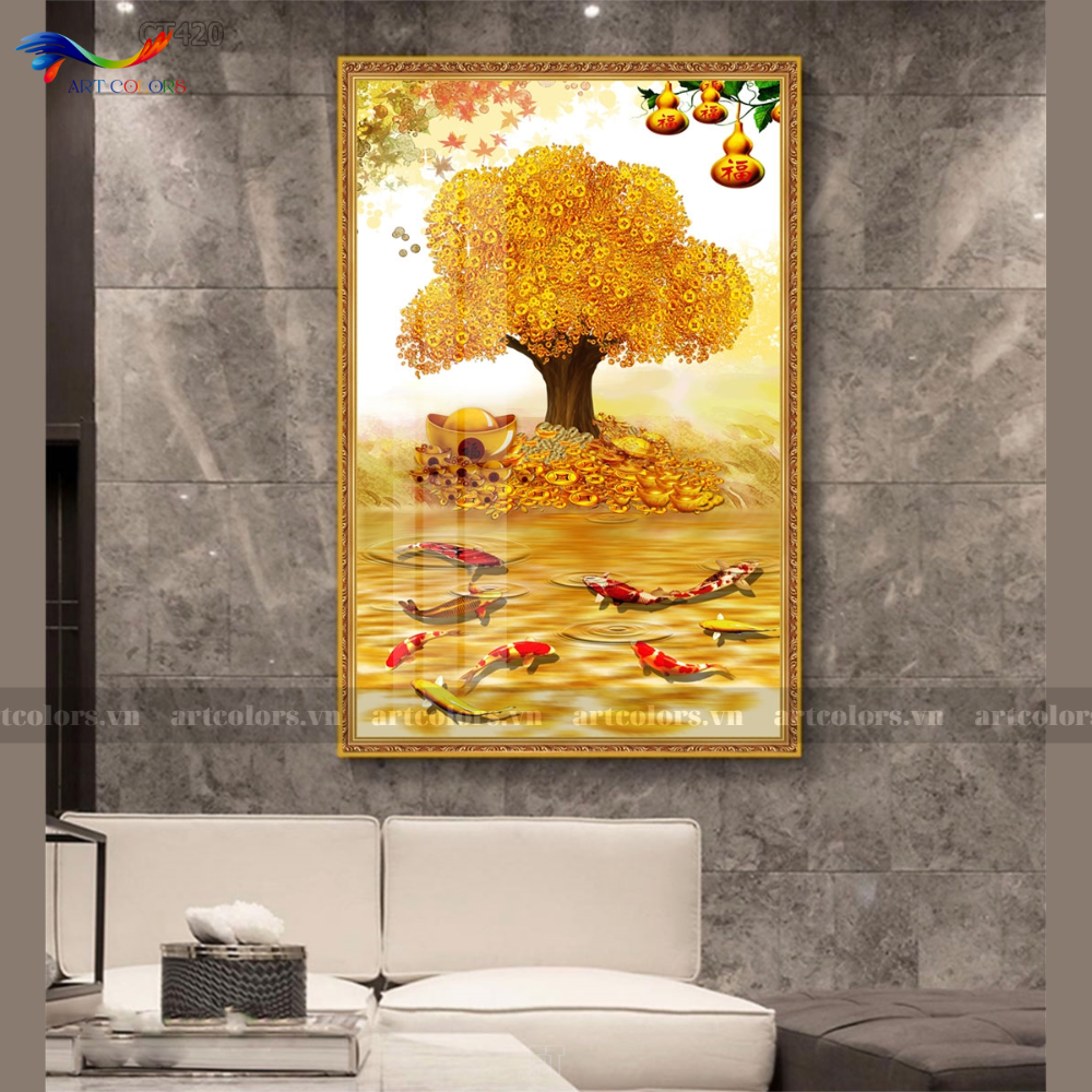 Tranh Tráng Gương Cây Kim Tiền - KT9